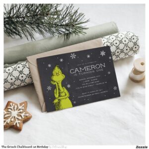 Grinch Chalkboard 1st Birthday