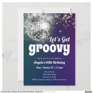 Groovy Disco Dance Party 60th Birthday Invitation