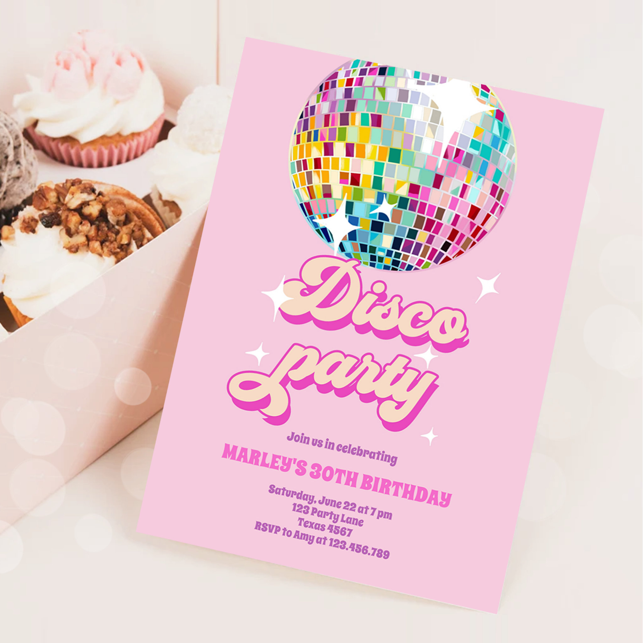 Groovy Disco Party Retro 70s Let's Disco Birthday Invitation