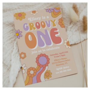 Groovy One Birthday Invitation 70's Invitation