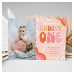 Groovy One First Birthday Invitation Groovy One