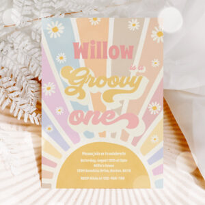 Groovy One Hippie 1st Birthday Sunshine Daisy Invitation
