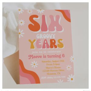 Groovy Six Birthday Invitation Groovy Invitation