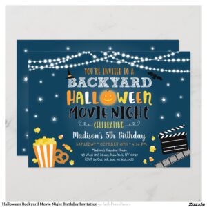 Halloween Backyard Movie Night Birthday Invitation
