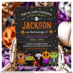Halloween Birthday Invitation, Kids Costume Party Invitation