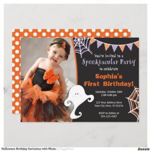 Halloween Birthday Invitation with Photo