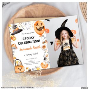 Halloween Birthday Invitations with Photo