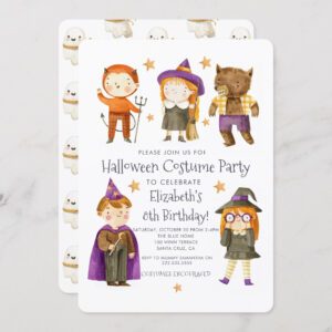 Halloween Costume Kids Birthday Party Invitation