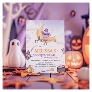 Halloween Cute Witch Birthday Party Spooktacular Invitation
