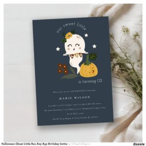 Halloween Ghost Little Boo Any Age Birthday Invite