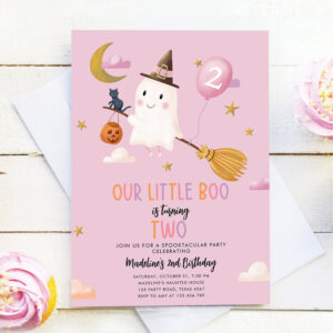 Halloween Ghost Little Boo Spooktacular Birthday Invitation