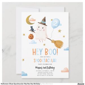 Halloween Ghost Spooktacular Hey Boo Boy Birthday Invitation