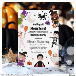 Halloween Spooktacular Costume Birthday Party Invitation