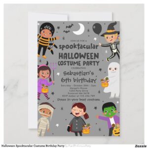 Halloween Spooktacular Costume Birthday Party Invitation