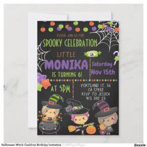 Halloween Witch Cauldron Birthday Invitation