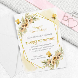 Happy Bee-day First Birthday Invitation