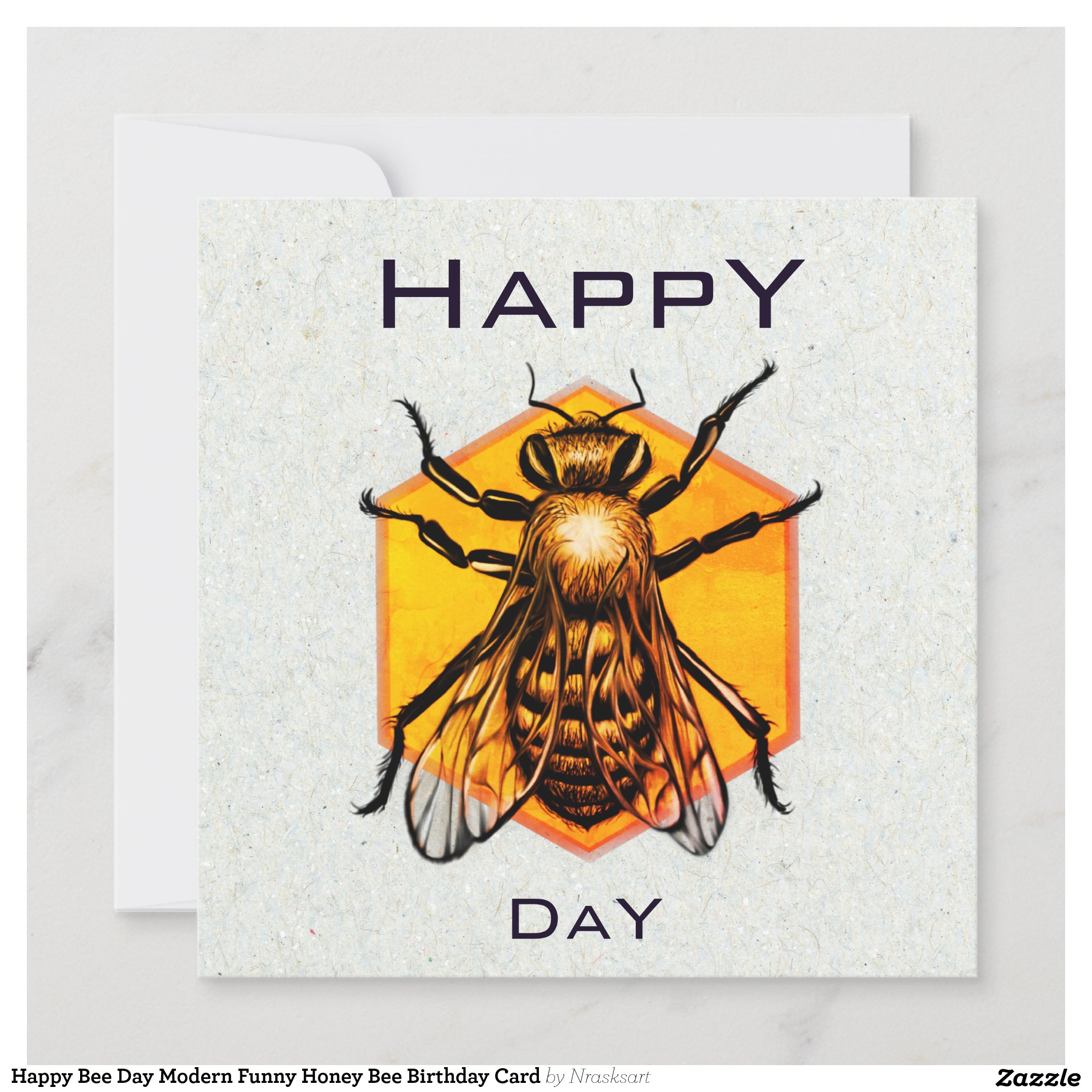 Happy Bee Day Modern Funny Honey Bee Birthday Card