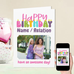 Happy Birthday Colorful Candles Cute Photo Card