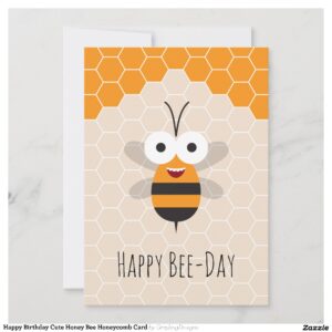 Happy Birthday Cute Honey Bee Honeycomb Card