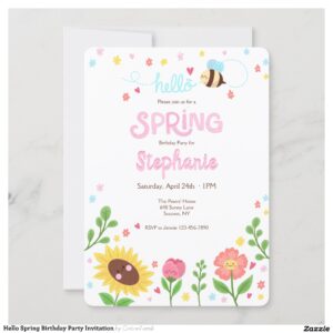 Hello Spring Birthday Party Invitation