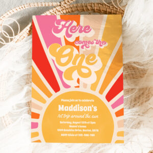 Here Comes The One Boho Sunshine 1st Birthday Invitation