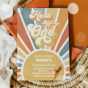 Here Comes The One Boho Sunshine 1st Birthday Invitation