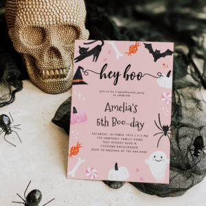 Hey Boo Halloween Birthday Invitation