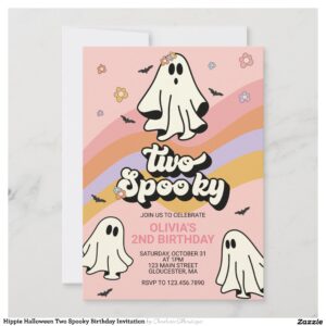 Hippie Halloween Two Spooky Birthday Invitation
