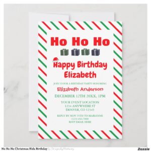 Ho Ho Ho Christmas Kids Birthday Invitation
