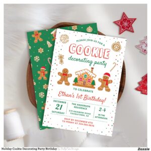 Holiday Cookie Decorating Party Birthday Invitation