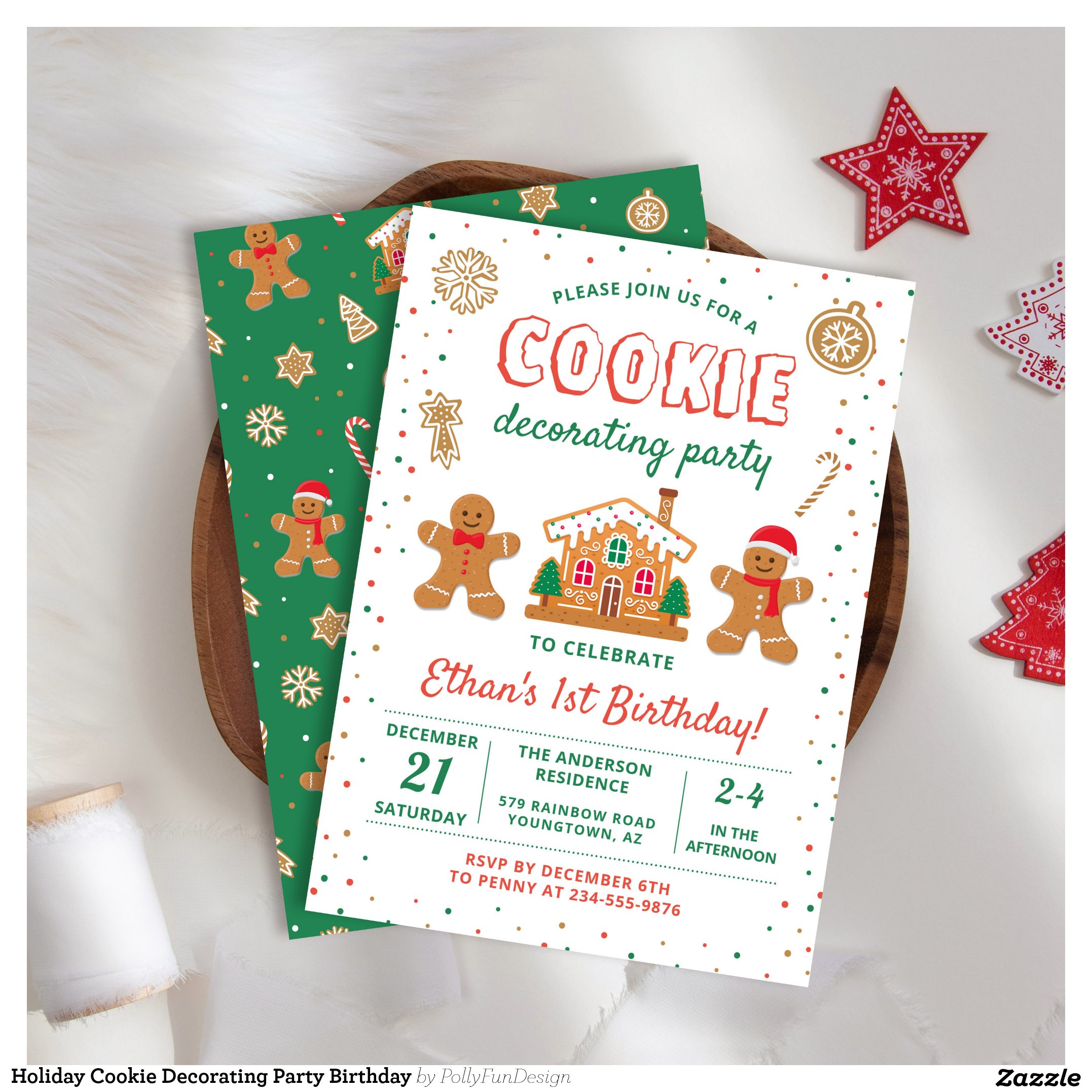 Holiday Cookie Decorating Party Birthday Invitation