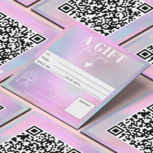 Holographic modern square gift certificate logo