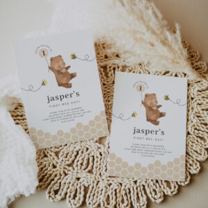 Honey Bear First Bee-day Invitation