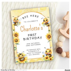 Honey Bee 1st Birthday Invitation