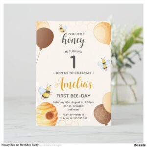 Honey Bee 1st Birthday Party Invitation