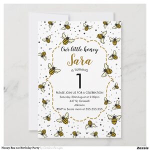Honey Bee 1st Birthday Party Invitation