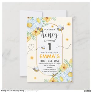 Honey Bee 1st Birthday Party Invitation