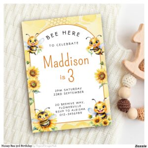 Honey Bee 3rd Birthday Invitation