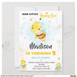 Honey bee birthday invitation Bee invitation girl
