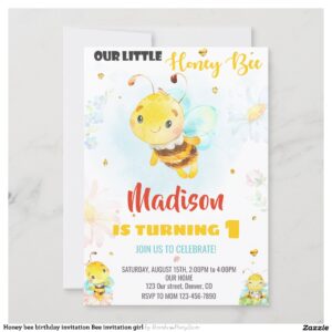 Honey bee birthday invitation Bee invitation girl
