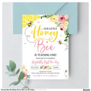 Honey Bee Birthday Party Bee 1st Birthday Invitation