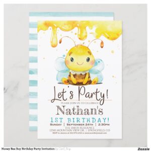 Honey Bee Boy Birthday Party Invitation