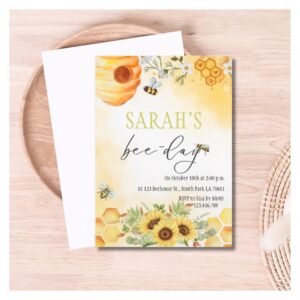 Honey Bee-Day Themed Birthday Party Invitation