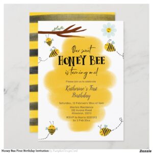 Honey Bee First Birthday Invitation