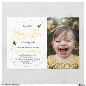Honey Bee First Birthday Invitation