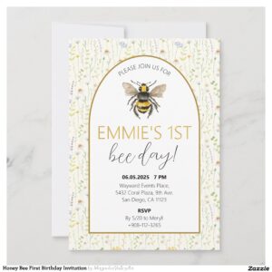 Honey Bee First Birthday Invitation