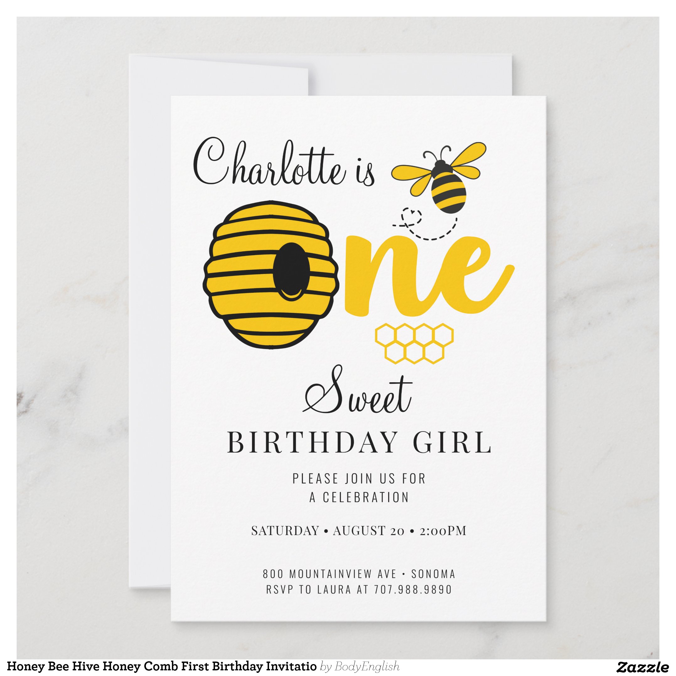 Honey Bee Hive Honey Comb First Birthday Invitatio Invitation