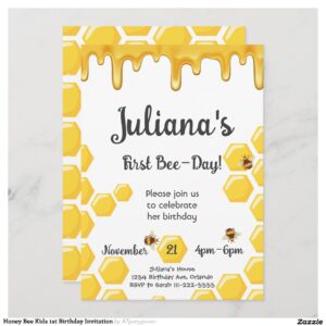 Honey Bee Kids 1st Birthday Invitation