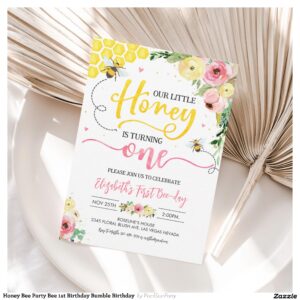 Honey Bee Party Bee 1st Birthday Bumble Birthday Invitation