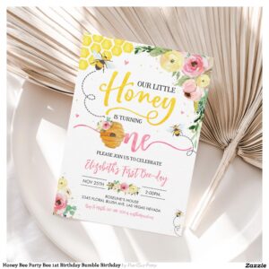 Honey Bee Party Bee 1st Birthday Bumble Birthday Invitation